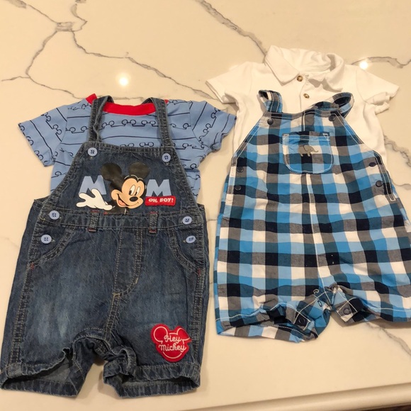 Disney Other - 2 SHORTS-OVERALLS SETS SIZE 12months